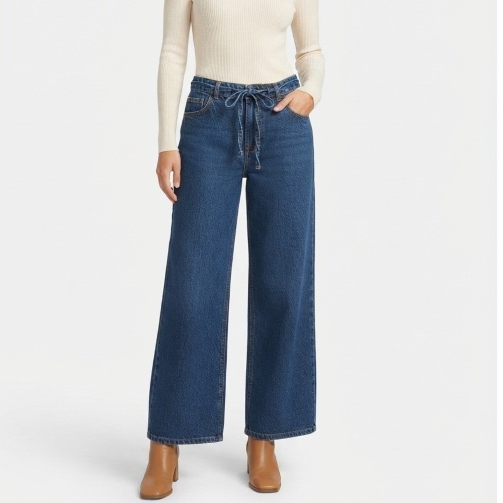 Buffalo Jeans Wide Leg Pants Blue Denim 100% Cotton H0725-01 - 8